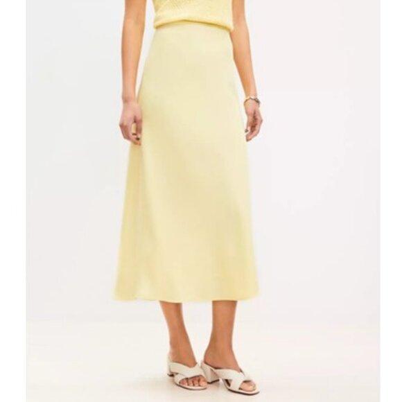 Butter Yellow Satin Bias Midi Skirt XXLP - New without tags - Picture 1 of 7